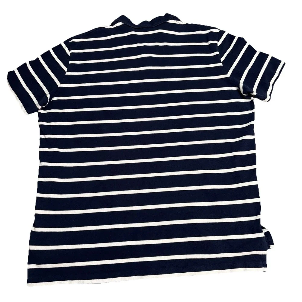 Polo Ralph Lauren Men's XXL Navy/White Striped‎ Polo Shirt 100% Cotton Red Pony